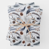 Pine Cones & Pine Needles Weihnachtsmuster Geschenkpapier Set (Beispiel)
