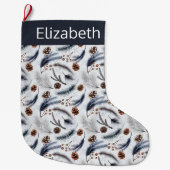Pine Cones & Pine Needles Weihnachtsmuster Großer Weihnachtsstrumpf (Vorderseite)