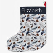 Pine Cones & Pine Needles Weihnachtsmuster Großer Weihnachtsstrumpf (Rückseite)