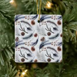 Pine Cones & Pine Needles Weihnachtsmuster Keramikornament