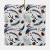 Pine Cones & Pine Needles Weihnachtsmuster Keramikornament (Rückseite)