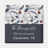 Pine Cones & Pine Needles Weihnachtsmuster Magnet (Vorne)