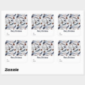 Pine Cones & Pine Needles Weihnachtsmuster Quadratischer Aufkleber (Blatt)