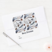 Pine Cones & Pine Needles Weihnachtsmuster Quadratischer Aufkleber (Umschlag)