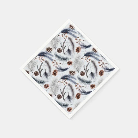 Pine Cones & Pine Needles Weihnachtsmuster Serviette (Ecke)