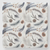 Pine Cones & Pine Needles Weihnachtsmuster Steinuntersetzer (Vorderseite)