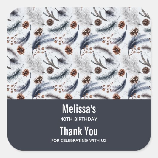 Pine Cones & Pine Needles Winter Patente Gefallen Quadratischer Aufkleber (Vorderseite)