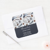 Pine Cones & Pine Needles Winter Patterns Business Quadratischer Aufkleber (Umschlag)