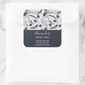 Pine Cones & Pine Needles Winter Patterns Business Quadratischer Aufkleber (Tasche)