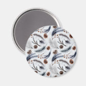 Pine Cones & Pine Needles Wintermuster Magnet (Vorderseite/Rückseite)
