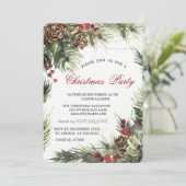 Pine Cones, Pine Tree Branches Weihnachtsfest Part Einladung (Stehend Vorderseite)