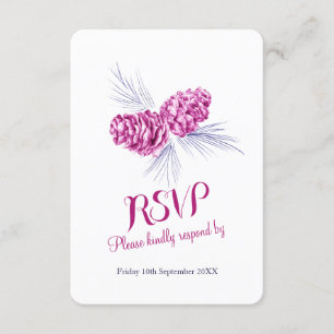 Pine cones plum und Marine Hochzeit RSVP