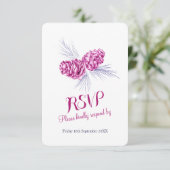Pine cones plum und Marine Hochzeit RSVP Karte (Stehend Vorderseite)