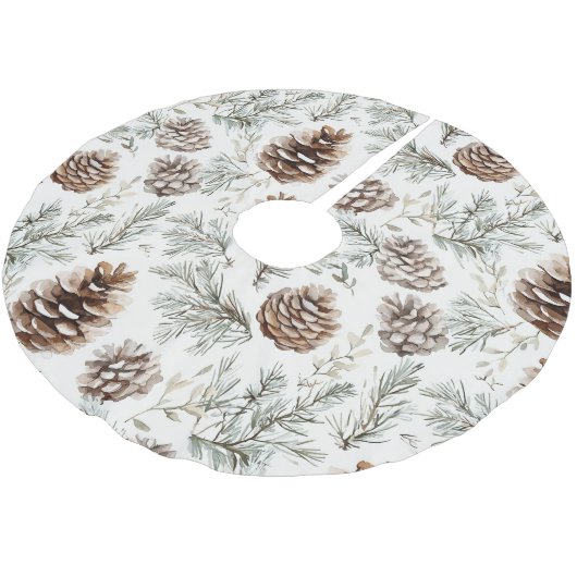 Pine Cones Polyester Weihnachtsbaumdecke (Schrägansicht)
