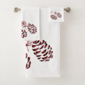 Pine Cones Red und Black Buffalo Kariert Badhandtuch Set (Insitu)