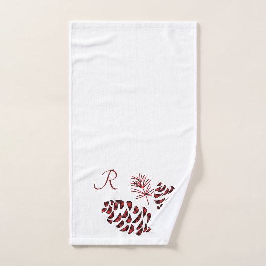 Pine Cones Red und Black Buffalo Kariert Badhandtuch Set (Handtuch)