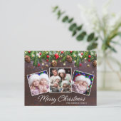 Pine Cones Rustic Frohe Weihnachten 3 Foto Urlaub Postkarte (Stehend Vorderseite)