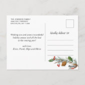 Pine Cones Rustic Frohe Weihnachten 3 Foto Urlaub Postkarte (Rückseite)