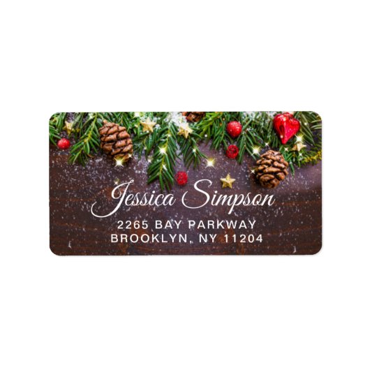 Pine Cones Rustic Holiday Rücksendeadresse Adressaufkleber (Vorne)
