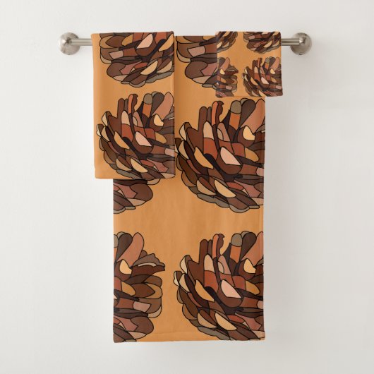 Pine Cones Rustic Nature Botanical Badhandtuch Set (Insitu)