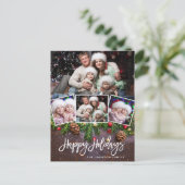 Pine Cones Rustikale Weihnachten 4 Foto Urlaub Postkarte (Stehend Vorderseite)