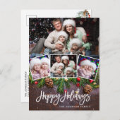 Pine Cones Rustikale Weihnachten 4 Foto Urlaub Postkarte (Vorne/Hinten)