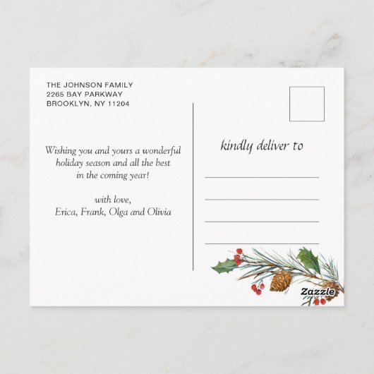 Pine Cones Rustikale Weihnachten 4 Foto Urlaub Postkarte (Rückseite)