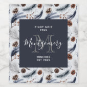Pine Cones & Rustikales Muster Weinkultur und Erde Weinetikett (Einzelnes Label)