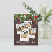 Pine Cones Rustikales Weihnachtsfest Foto Urlaub Postkarte (Stehend Vorderseite)