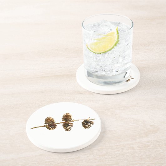 Pine Cones Sandstein Untersetzer (Seite)