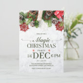 Pine Cones & Snowflakes Weihnachts-Einladung Einladung (Stehend Vorderseite)