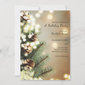 Pine Cones Tree Lights Minimaler klassischer Urlau Einladung (Vorderseite)