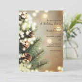 Pine Cones Tree Lights Minimaler klassischer Urlau Einladung (Stehend Vorderseite)