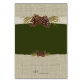 Pine Cones und Burlap Green Sitzkarte Tischnummer (Vorderseite)