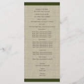 Pine Cones und Burlap Green Wedding Programm (Rückseite)