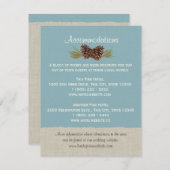 Pine Cones und Burlap Info Card Blue Begleitkarte (Vorne/Hinten)
