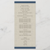 Pine Cones und Burlap Navy Blue Wedding Programm (Rückseite)