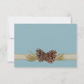Pine Cones und Burlap Winter Blue Response Card RSVP Karte (Rückseite)