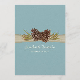 Pine Cones und Burlap Winter Blue Wedding Einladung