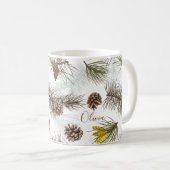 Pine Cones und Evergreen DEIN NAME Kaffeetasse (VorderseiteRechts)