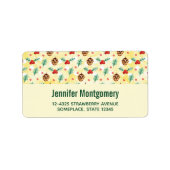 Pine Cones und Holly Christmas Pattern Adressaufkleber (Vorne)