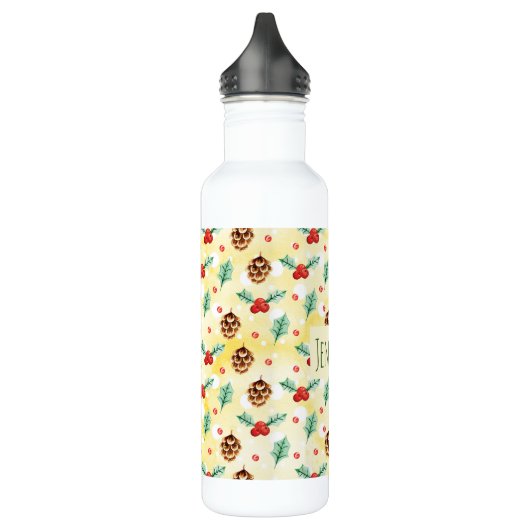 Pine Cones und Holly Christmas Pattern Edelstahlflasche (Links)