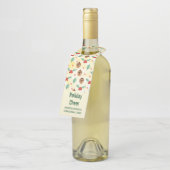 Pine Cones und Holly Christmas Pattern Flaschenanhänger (Angewinkelt)