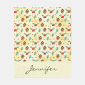 Pine Cones und Holly Christmas Pattern Fleecedecke (Vorderseite)