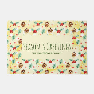 Pine Cones und Holly Christmas Pattern Fußmatte