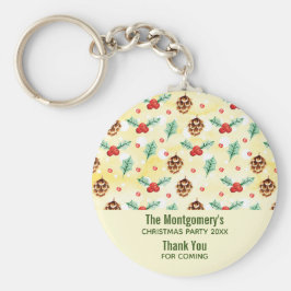 Pine Cones und Holly Christmas Pattern Gastgeschen Schlüsselanhänger