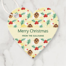 Pine Cones und Holly Christmas Pattern Geschenkanhänger