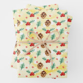 Pine Cones und Holly Christmas Pattern Geschenkpapier Set (Beispiel)