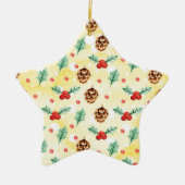 Pine Cones und Holly Christmas Pattern Keramik Ornament (Vorne)