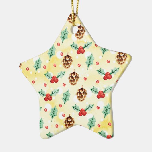 Pine Cones und Holly Christmas Pattern Keramik Ornament (Links)